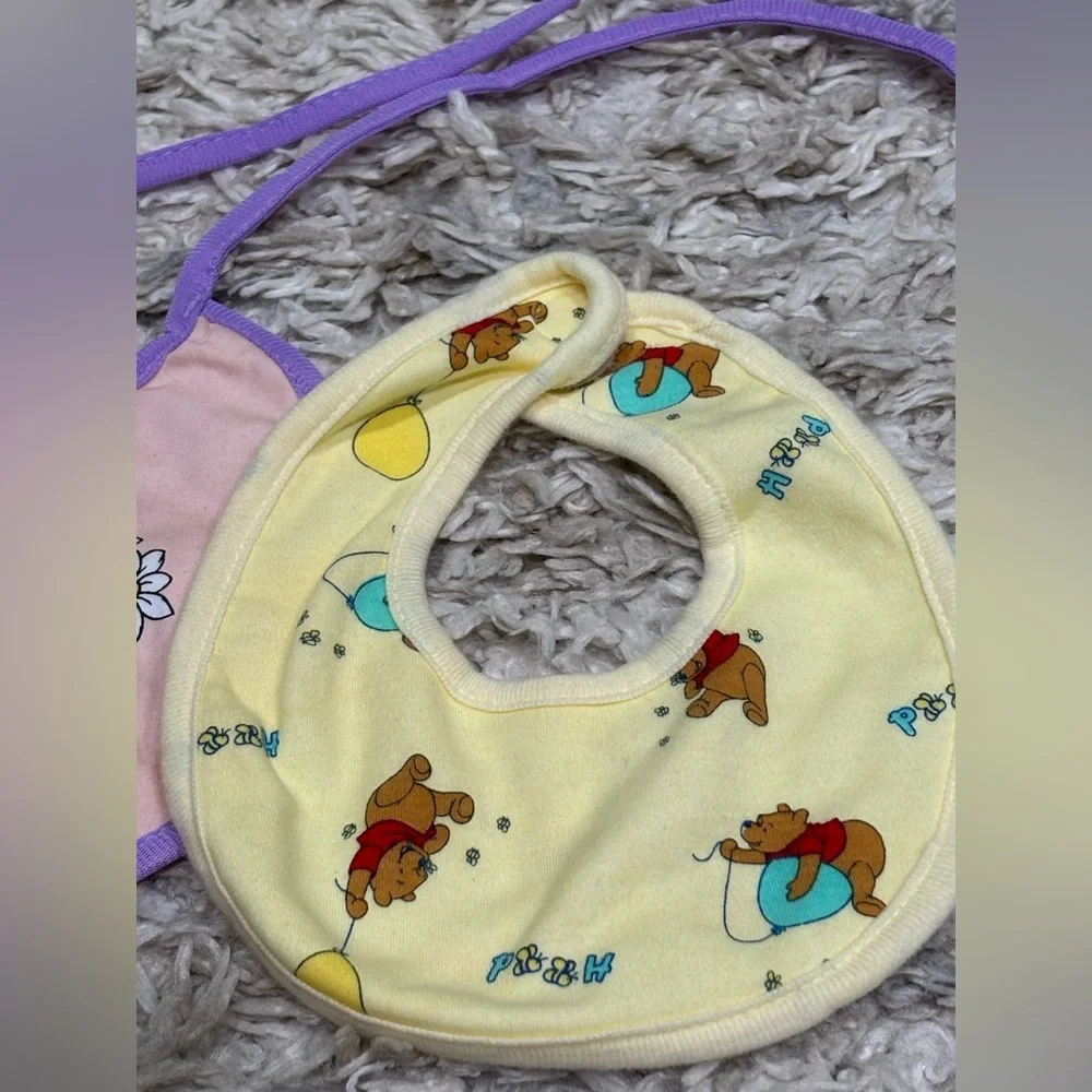 Winnie the Pooh Baby Bib Set - Purple and Yellow I love mommy